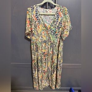 JODIFL Floral V-Neck Midi Dress